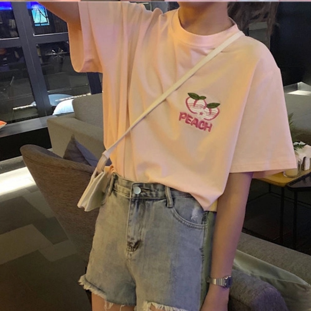 pink hand embroidered shirt